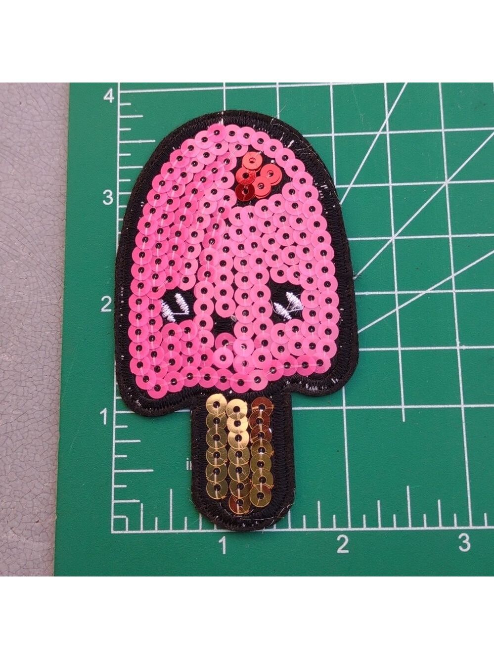 2/$10 Pink Sequin Ice Cream Iron On Patch